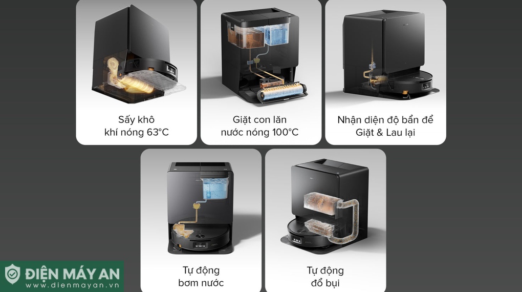 Robot hút bụi lau nhà Roborock Saros 20 Flow Complete - Đen/Trắng
